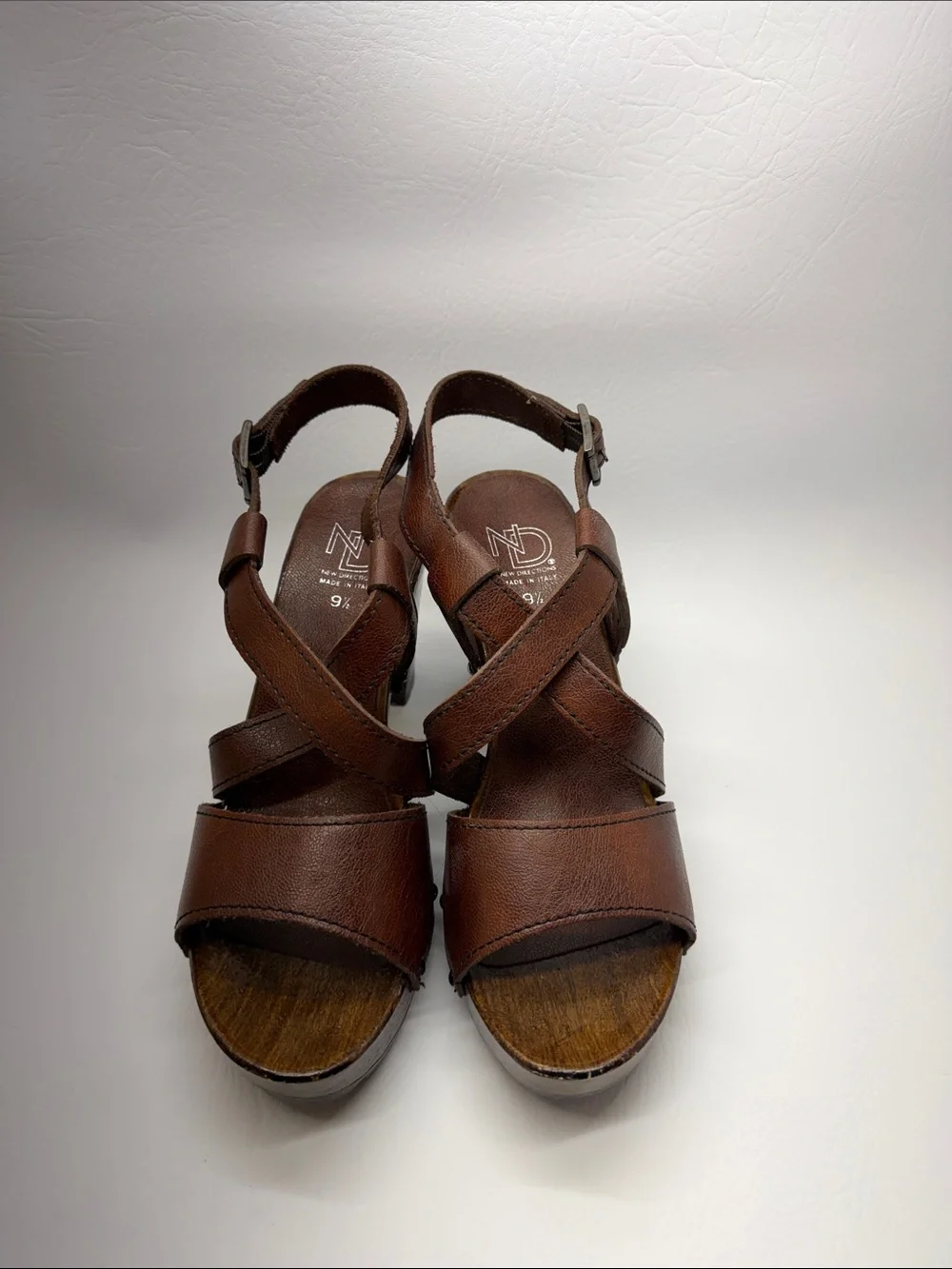 new directions Brown Leather Platform Sandals